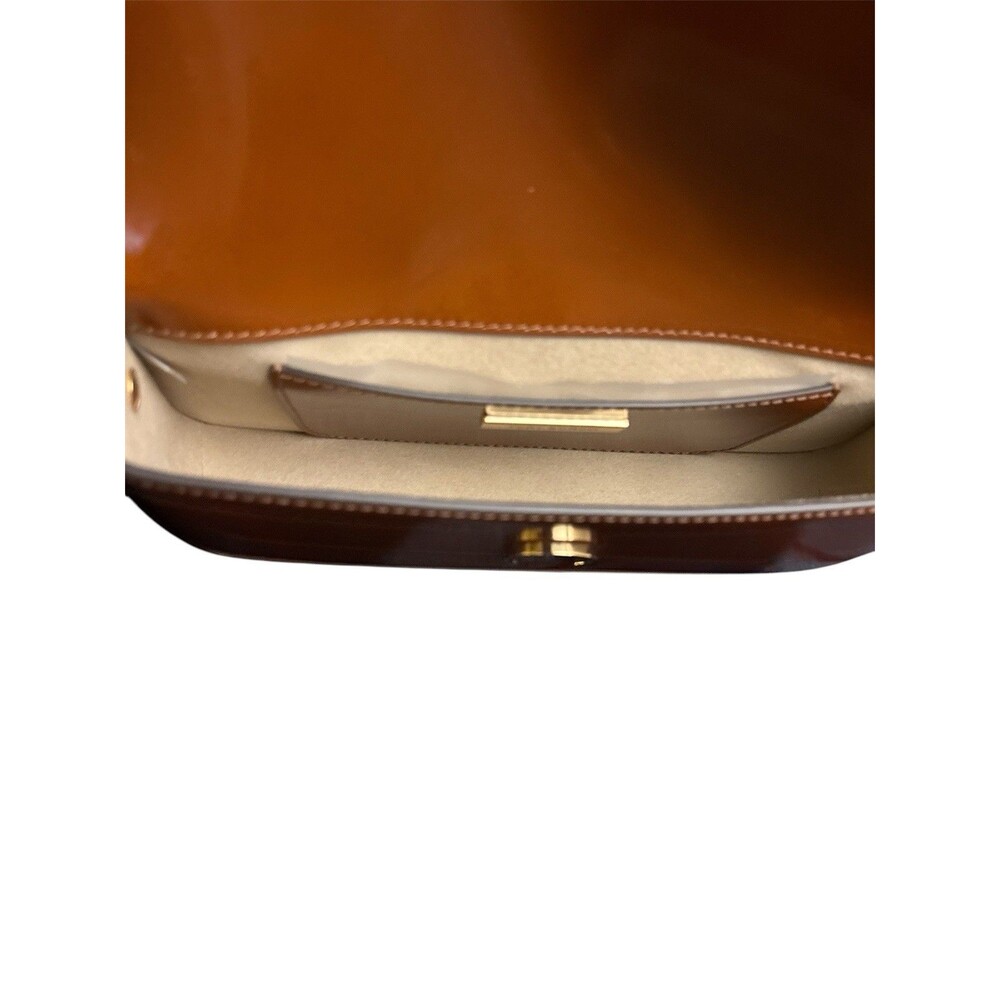 Tory Burch Robinson Spazzolato E/W Rectangular Shoulder Bag Dark Sienna New - Picture 4 of 7